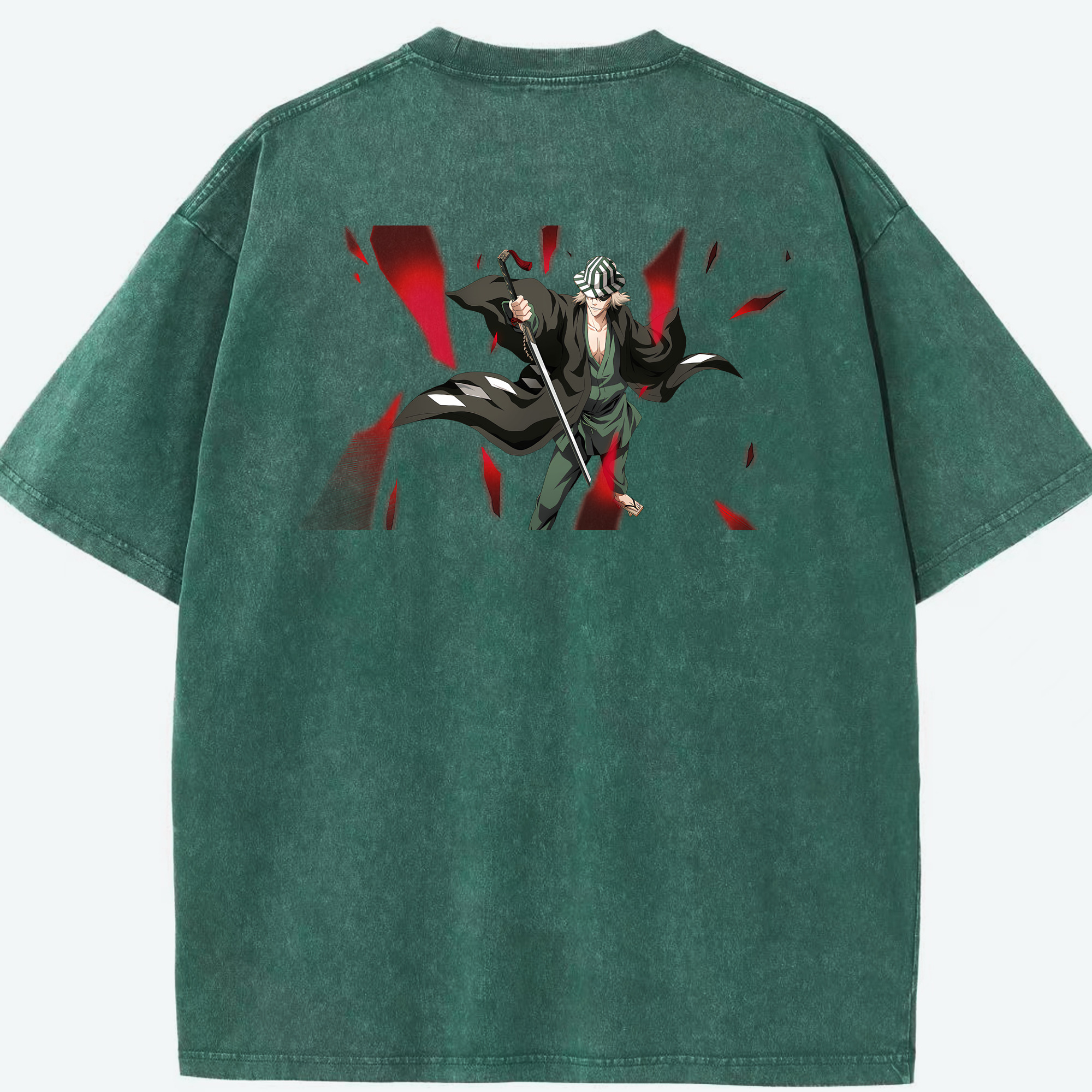 （画像用） "ブリーチ 浦原 喜助（うらはら きすけ） BLEACH Urahara Kisuke " 綿100% ヴィンテージ風 半袖Tシャツ（背面プリント）